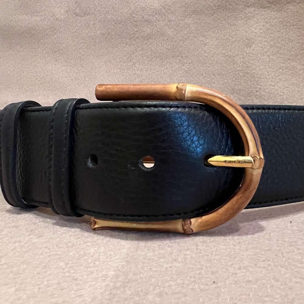 Gucci oversized black leather belt